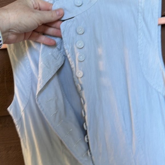 Akris Punto Sleeveless Flared Gray Striped Dress size 8 - Picture 3 of 7